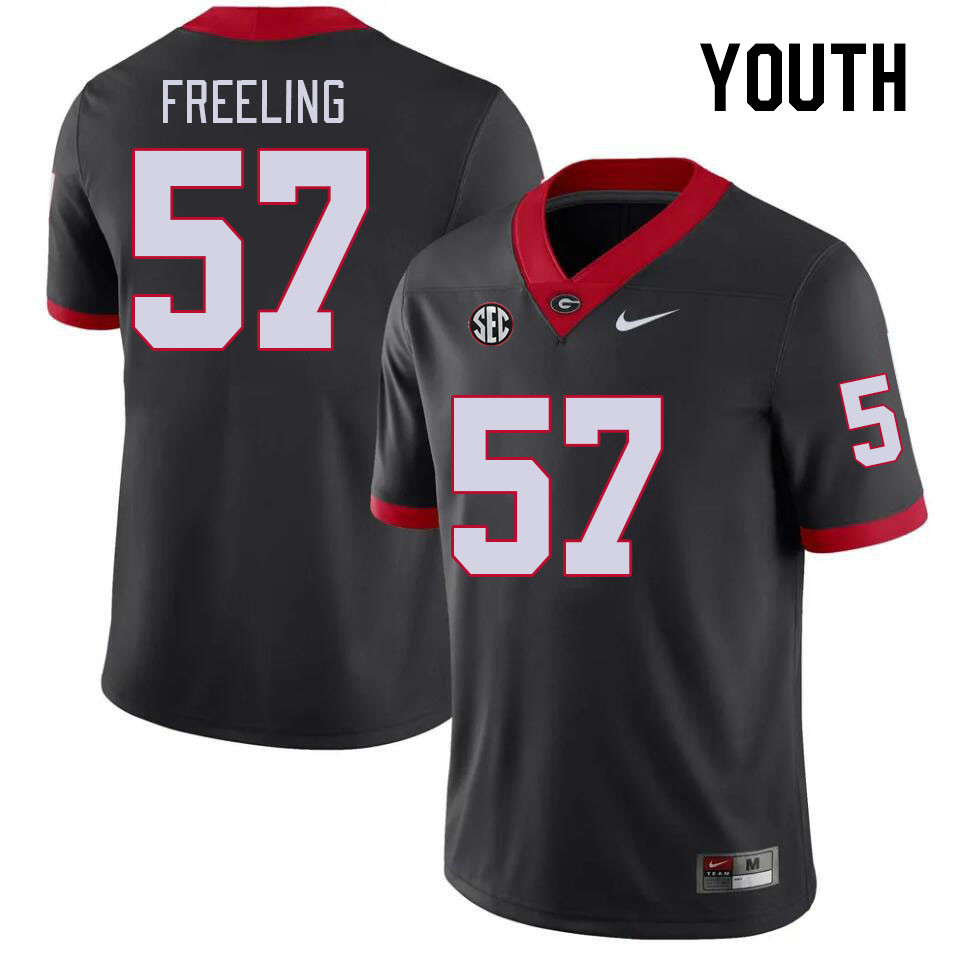 Youth #57 Monroe Freeling Georgia Bulldogs College Football Jerseys Stitched-Black - Click Image to Close